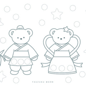 七夕の塗り絵、知育プリント