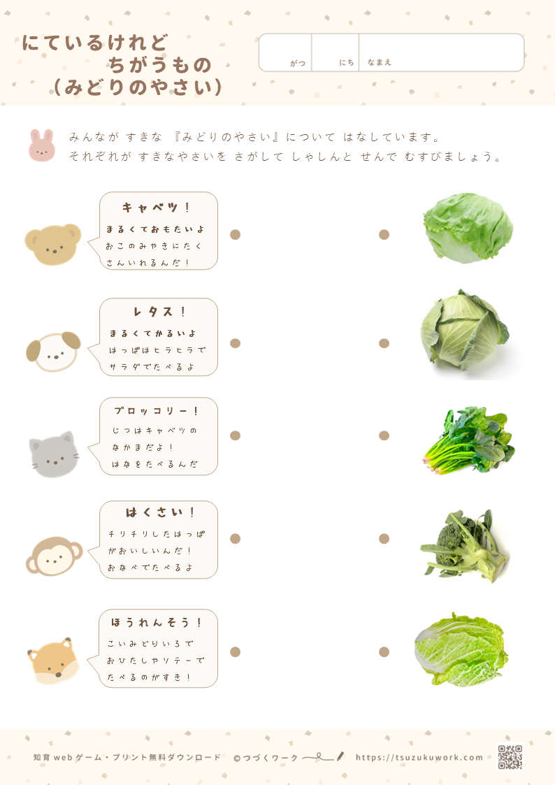 にているけれどちがうもの（みどりのやさい）