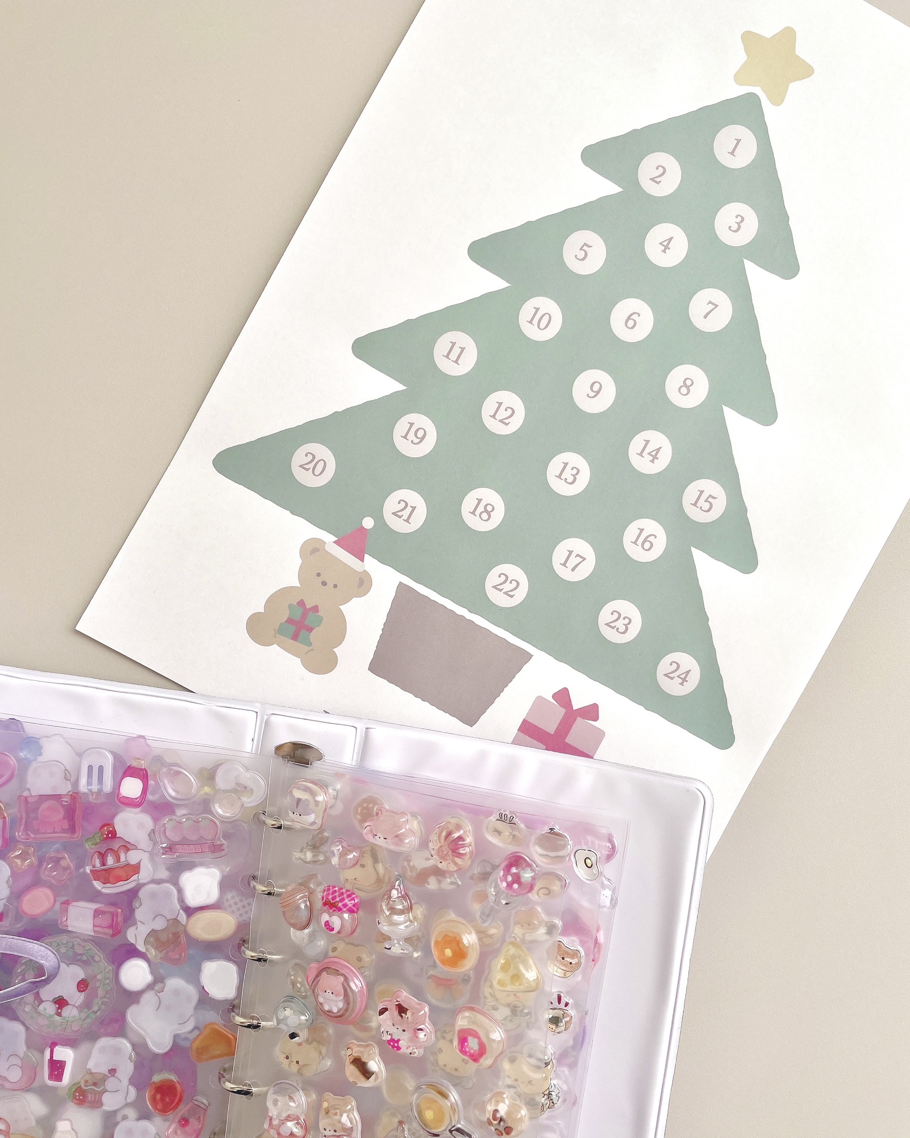 アドベントカレンダーとボンボンドロップシール