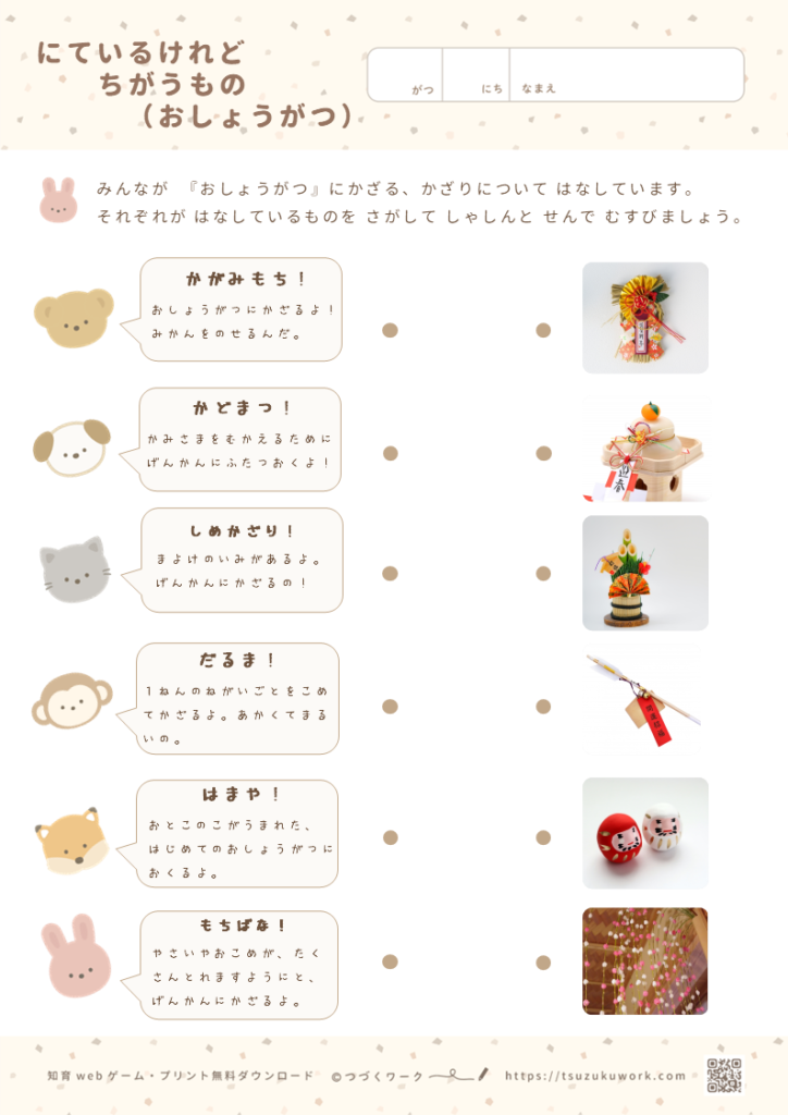 にているけれど ちがうもの(おしょうがつ)