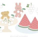 果物・フルーツのシール貼り台紙 かわいい