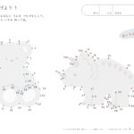 てんをつなげよう 、数字と図形の知育ワーク、塗り絵、くま、恐竜