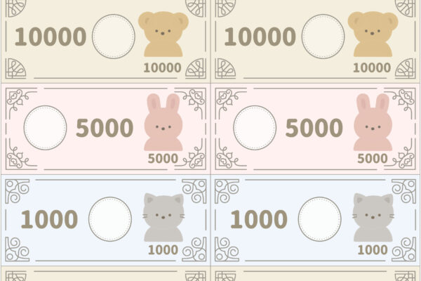 お金、お札、こども銀行、はさみの練習、お仕事、モンテッソーリ、無料知育ワーク ダウンロード、無料素材