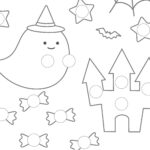 ハロウィンの塗り絵とシール貼り