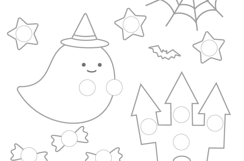 塗り絵＆シール貼りあそび【ハロウィン】 台紙