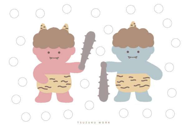 節分のシール貼り・鬼の的当て・シール貼り・節分ポスター かわいい