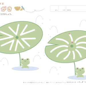 運筆（なぞり書き）蓮の葉、ズンズン、かわいい