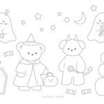 ハロウィンのぬりえ、知育プリント