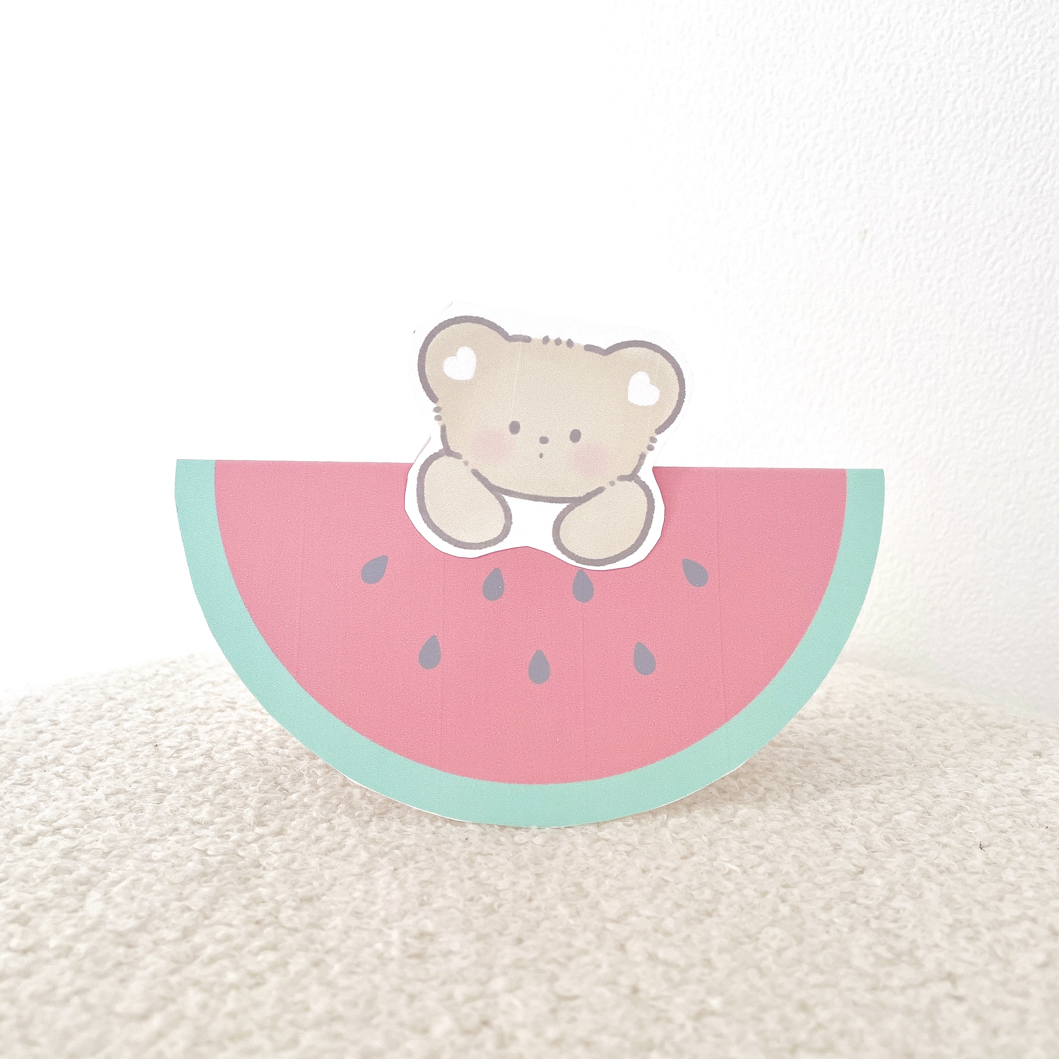 すいかの立体工作、かわいい無料プリントダウンロード、ふみゅん