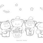 かわいいハロウィンの塗り絵（ふみゅん）無料
